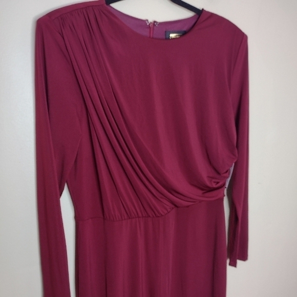 Alexia Admor NWT Long Sleeve Draped Wide-Leg Jumpsuit L Burgundy Stretch - Picture 3 of 10